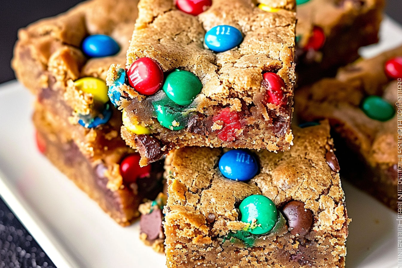 Chewy M&M Cookie Bars