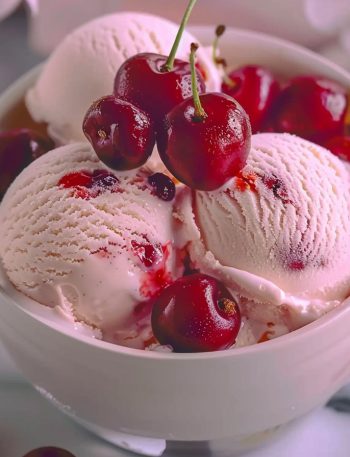 Homemade Cherry Vanilla Ice Cream