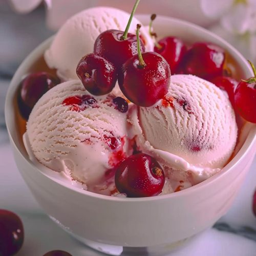Homemade Cherry Vanilla Ice Cream