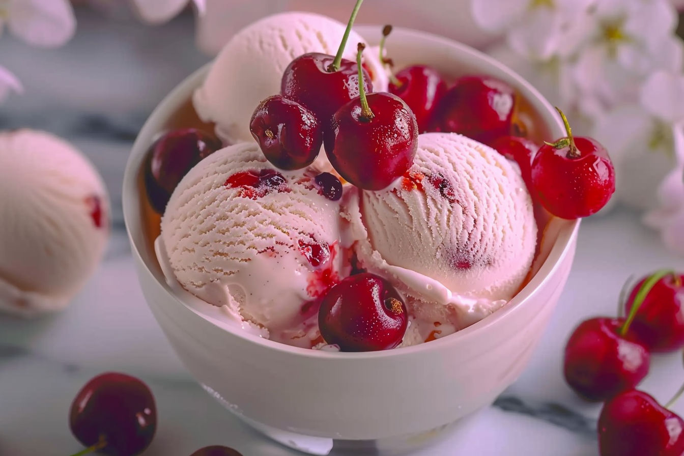 Homemade Cherry Vanilla Ice Cream