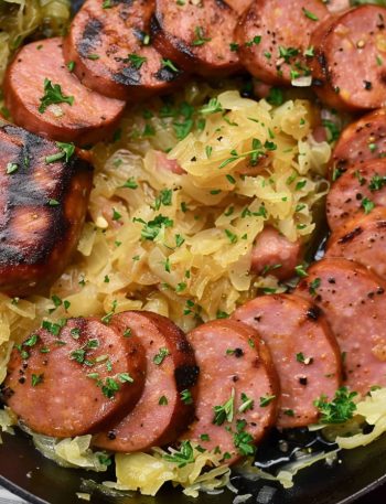 Kielbasa and Sauerkraut Skillet