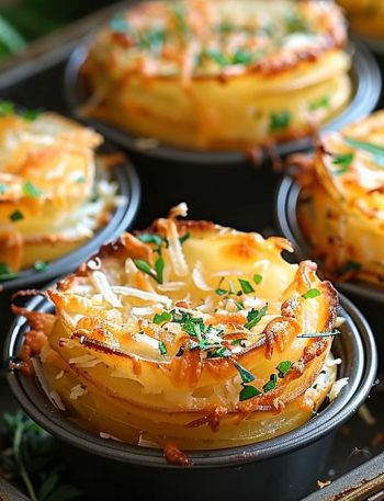 Parmesan Potato Stacks In Muffin Tin