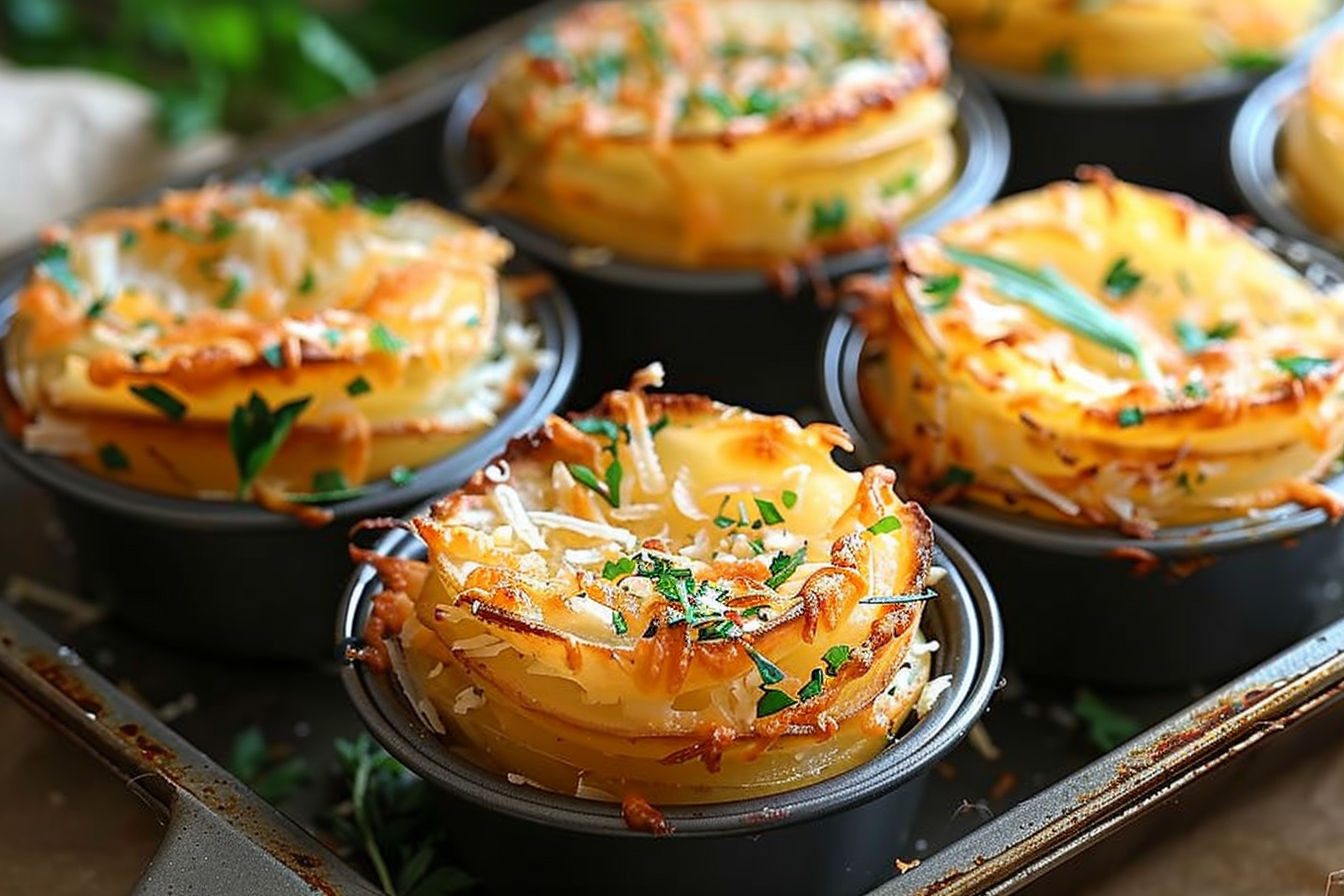 Parmesan Potato Stacks In Muffin Tin