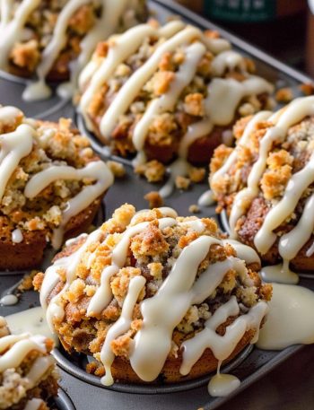 Pumpkin Crumb Muffins with Cream Cheese Glaze