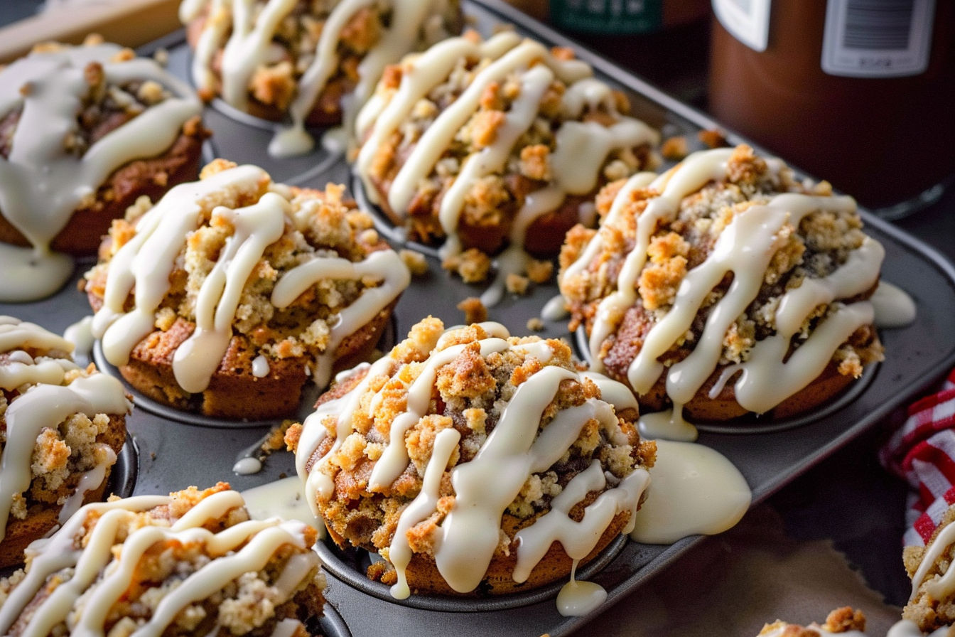 Pumpkin Crumb Muffins with Cream Cheese Glaze