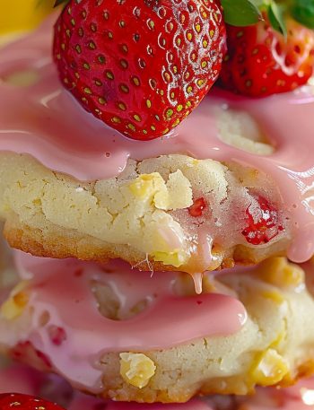 Strawberry Cake Mix Cookies with Strawberry Lemon Glaze