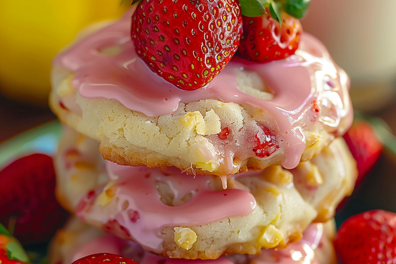 Strawberry Cake Mix Cookies with Strawberry Lemon Glaze