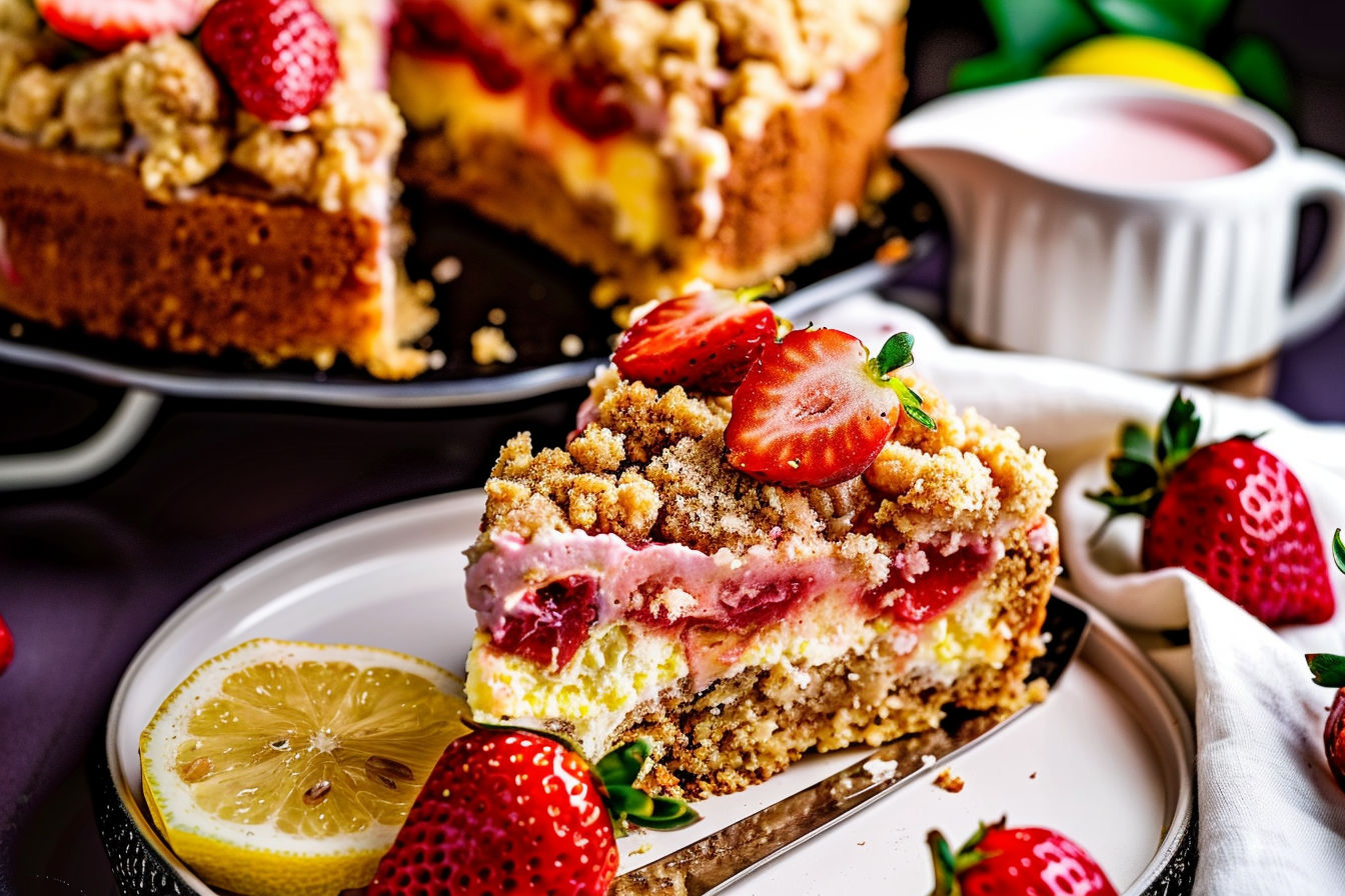 Strawberry Lemon-Ricotta Crumb Cake