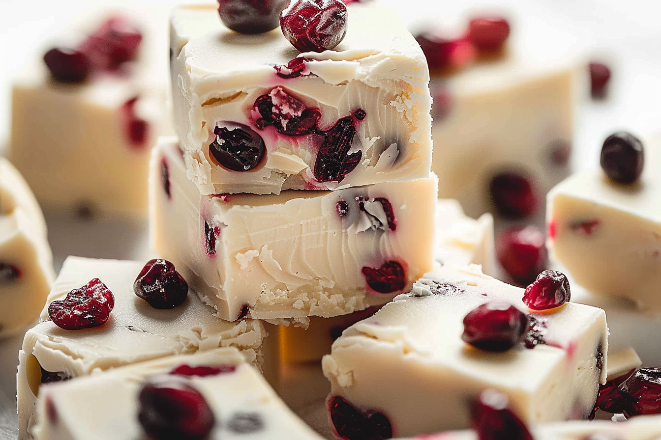 White Chocolate Cranberry Fudge