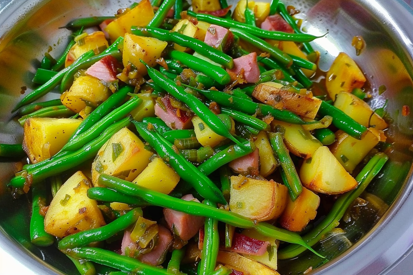 Delicious Crockpot Ham, Green Beans, and Potatoes