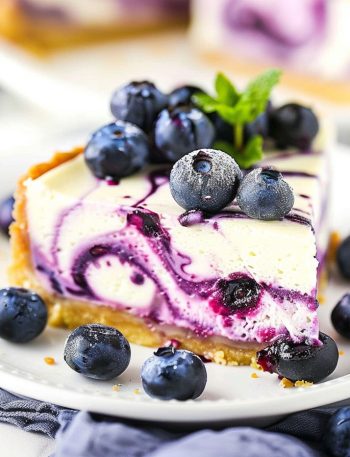 Easy Blueberry Swirl Cheesecake