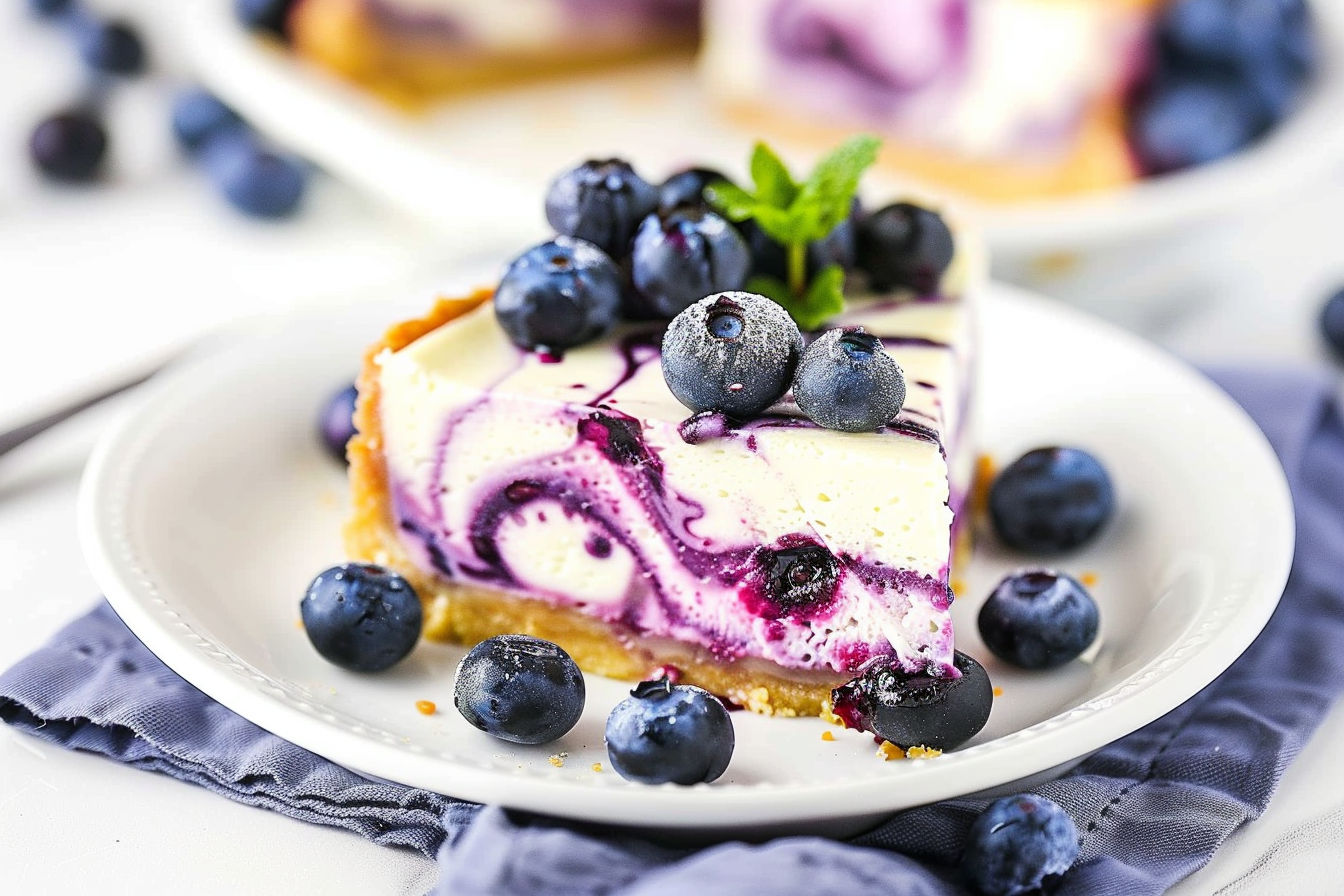 Easy Blueberry Swirl Cheesecake