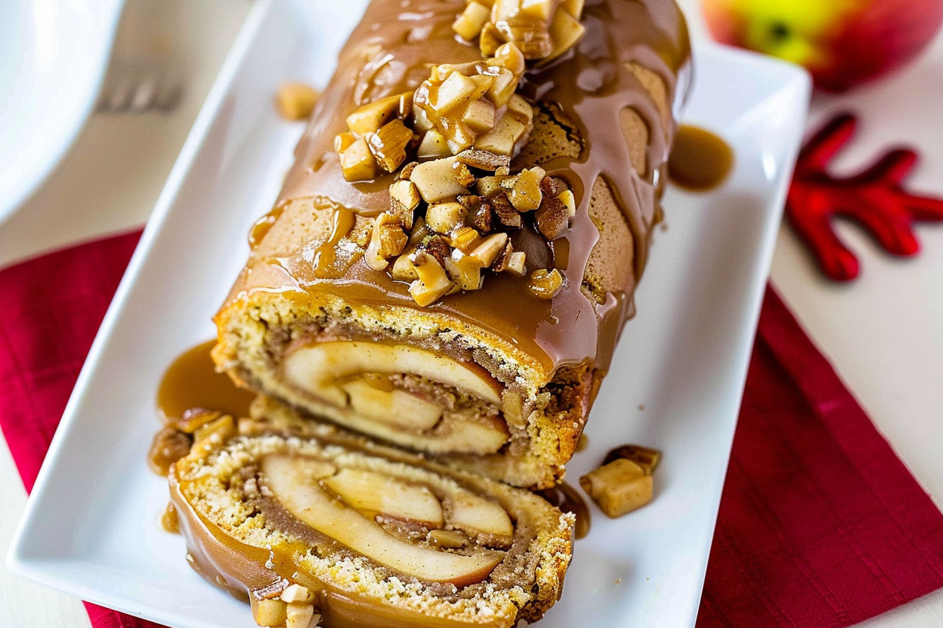 Spiced Caramel Apple Cake Roll