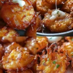 Delicious Amish Onion Fritters golden brown and crispy