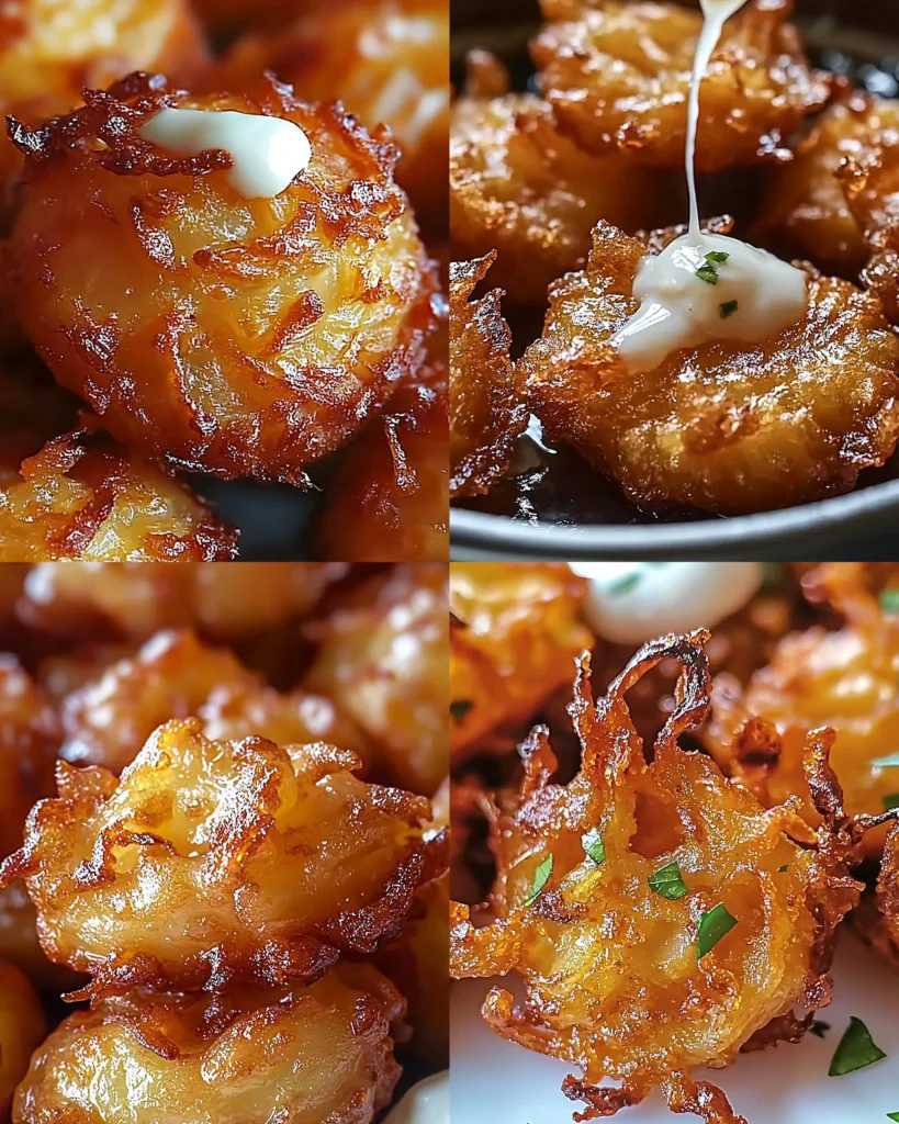 Delicious Amish Onion Fritters golden brown and crispy