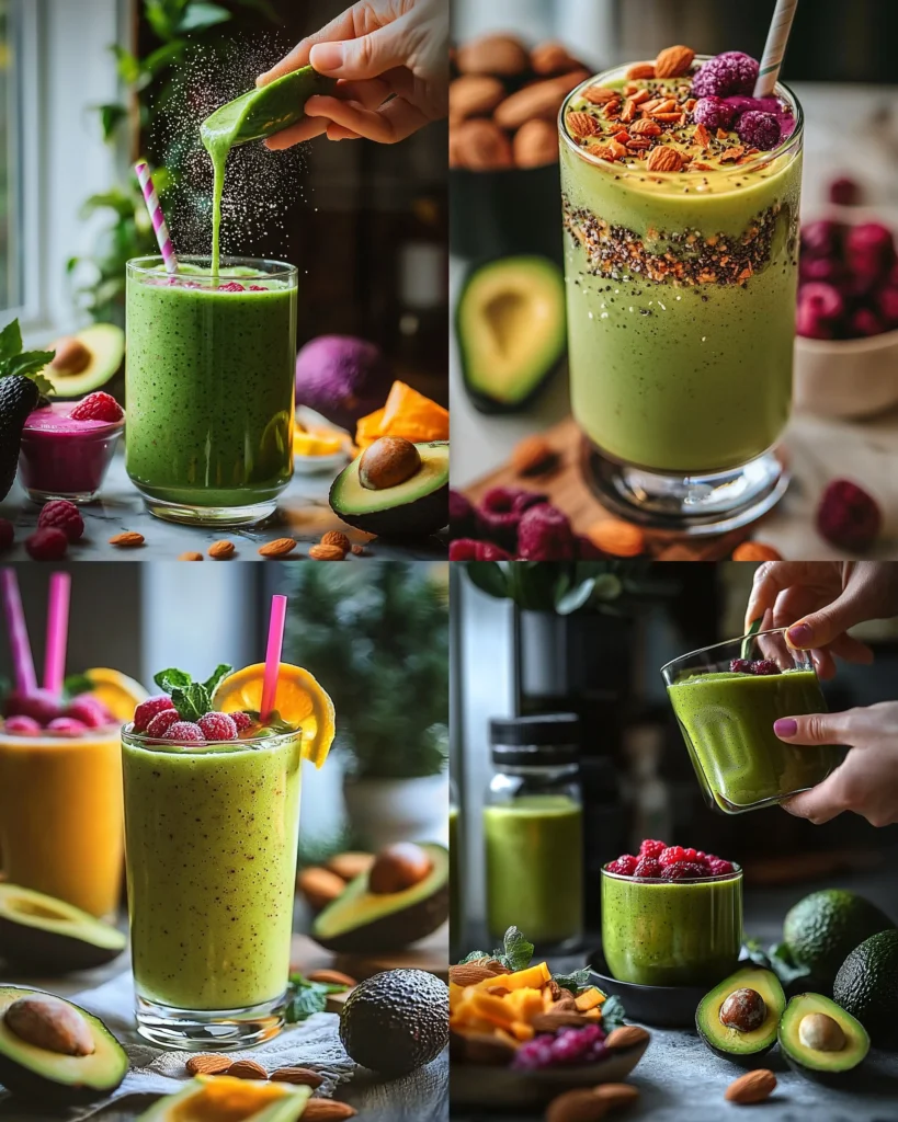 Delicious and nutritious Avocado Almond Smoothie in a glass