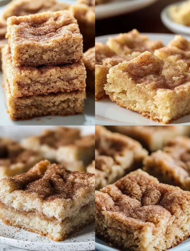 Delicious Chewy Snickerdoodle Cookie Bars with cinnamon and sugar topping