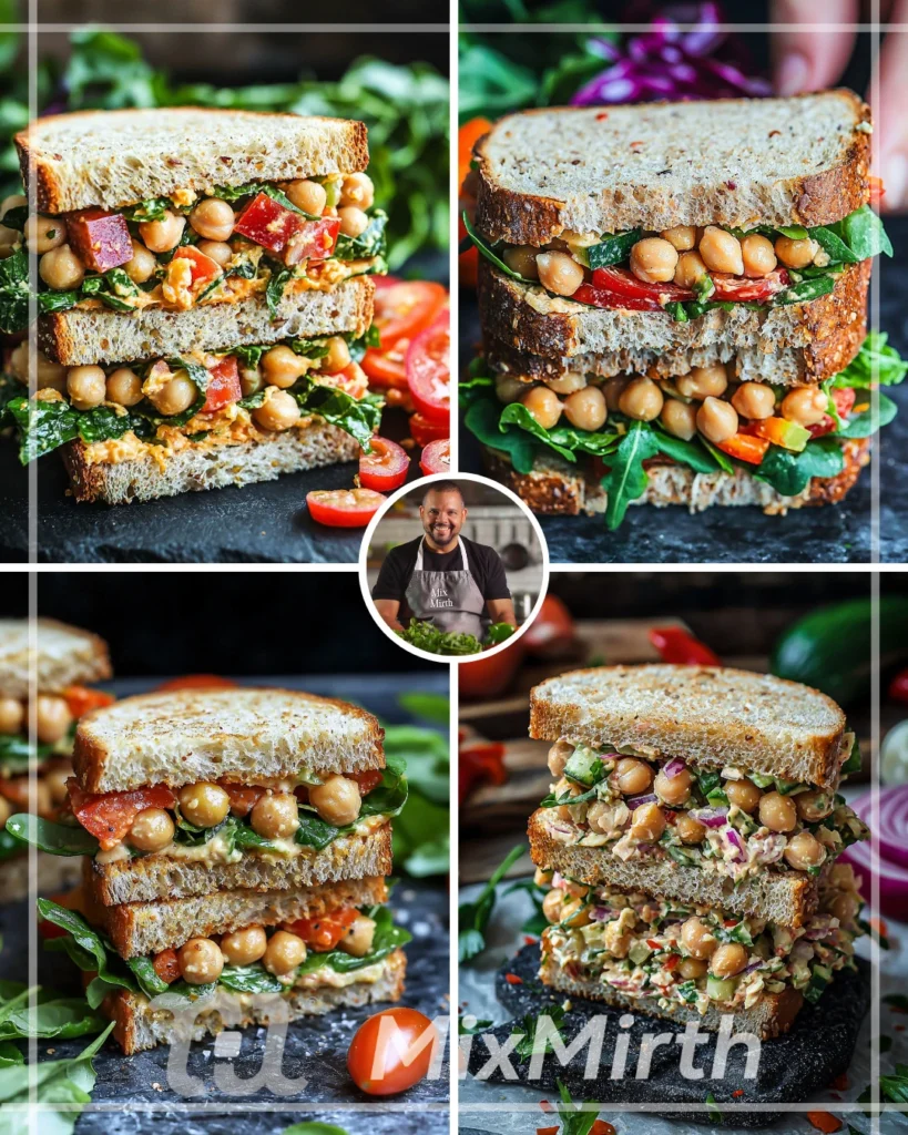 Chickpea Delight Garden Veggie Salad Sandwich with fresh ingredients