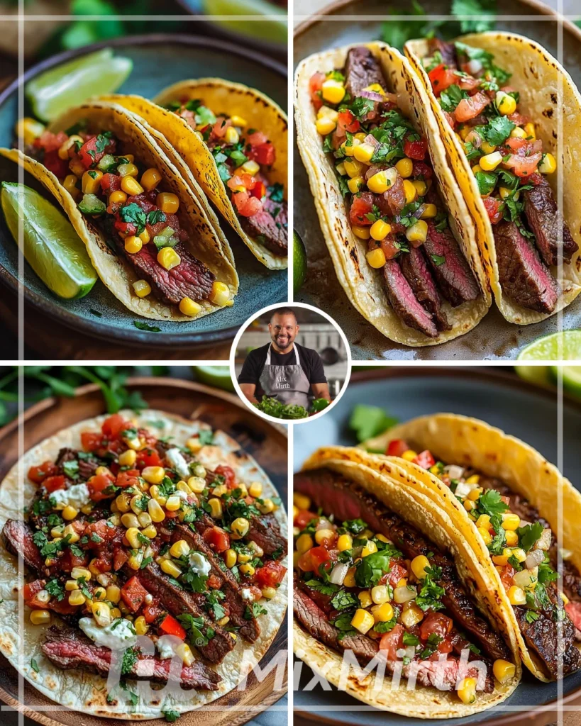 Delicious chili lime steak tacos with vibrant corn salsa