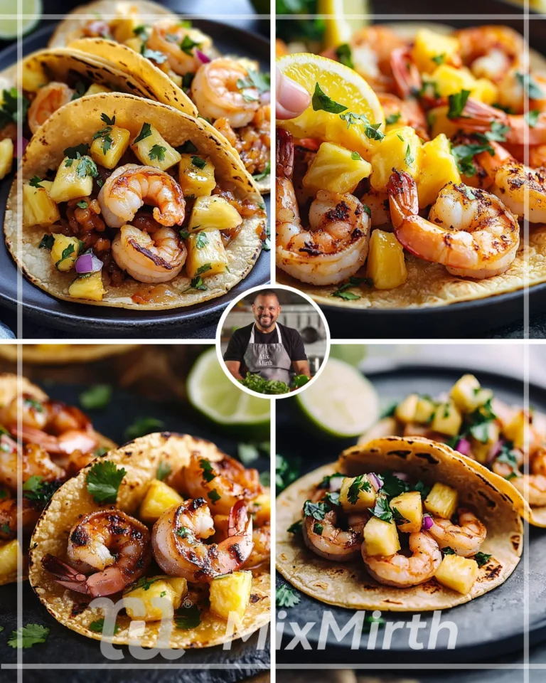Chipotle shrimp tacos served with pineapple pico garnish
