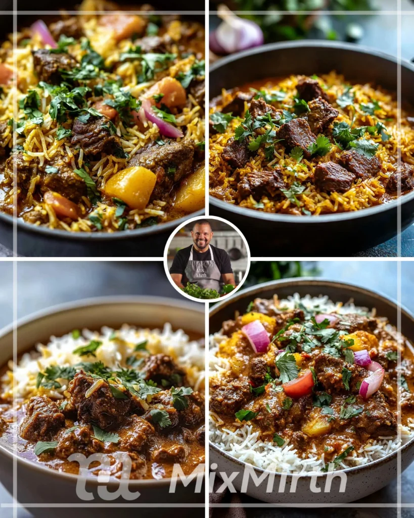 Coconut Milk Beef Biryani-Style Curry dish served in a bowl