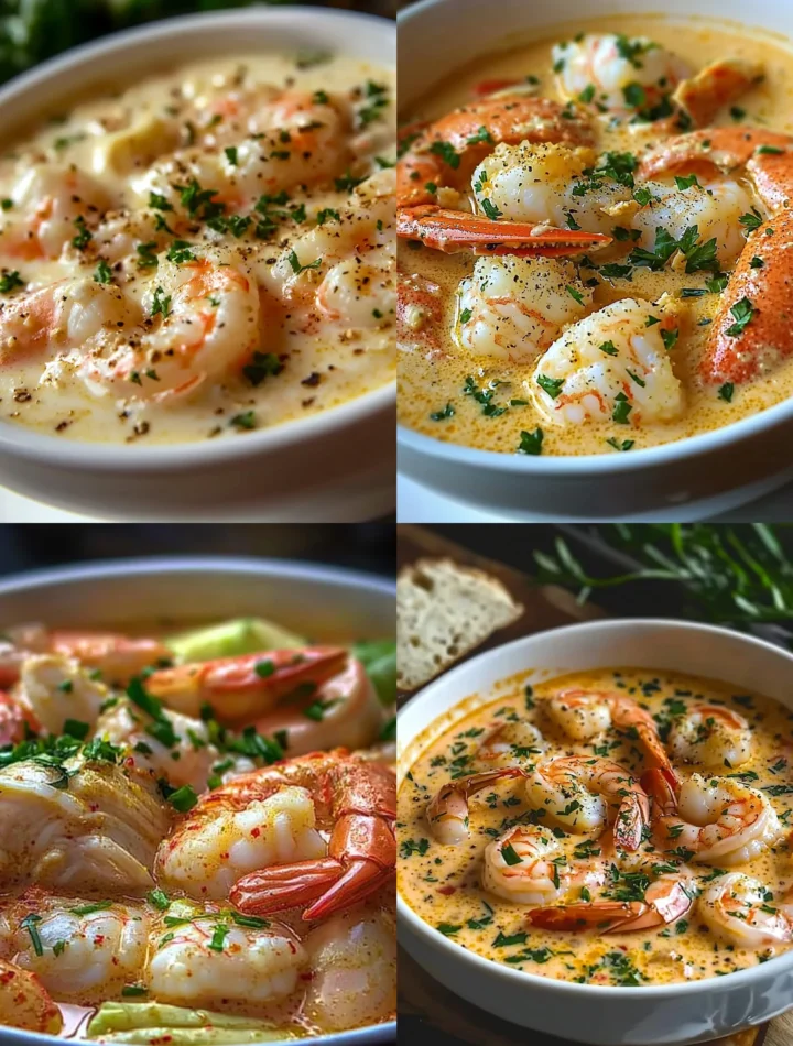 Creamy Crab and Shrimp Seafood Bisque served in a bowl
