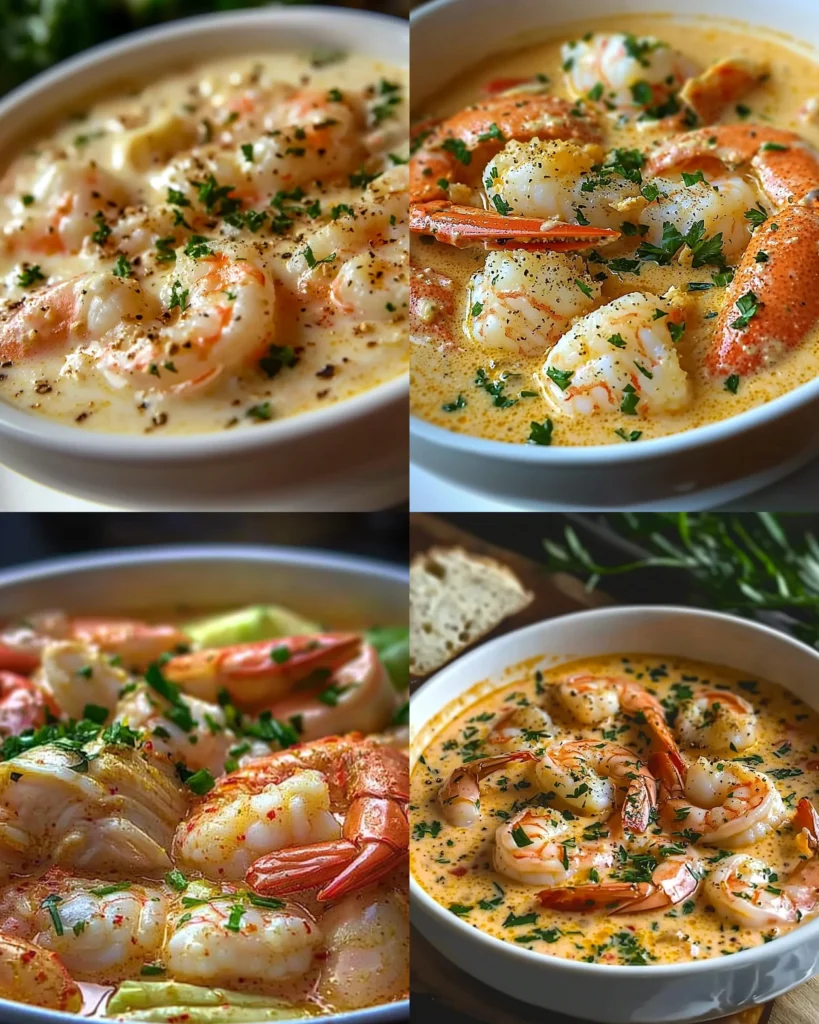 Creamy Crab and Shrimp Seafood Bisque served in a bowl