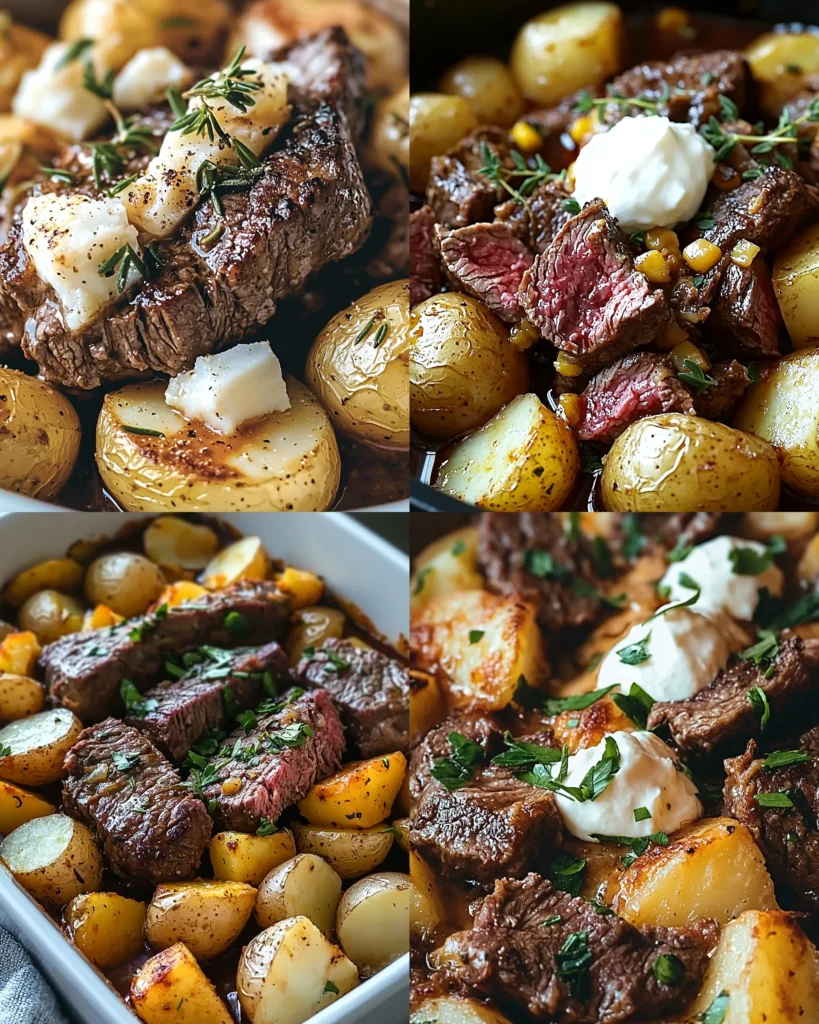 Crockpot Loaded Steak and Potato Bake