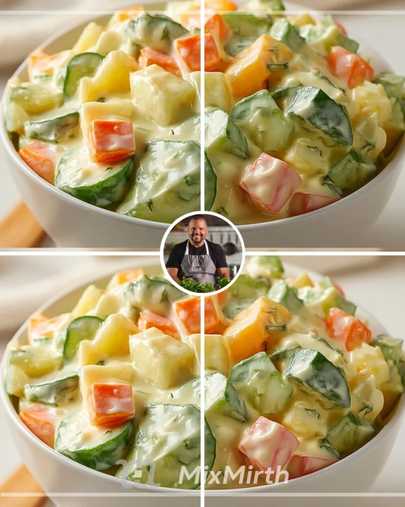 Refreshing cucumber salad with fresh ingredients and dressing