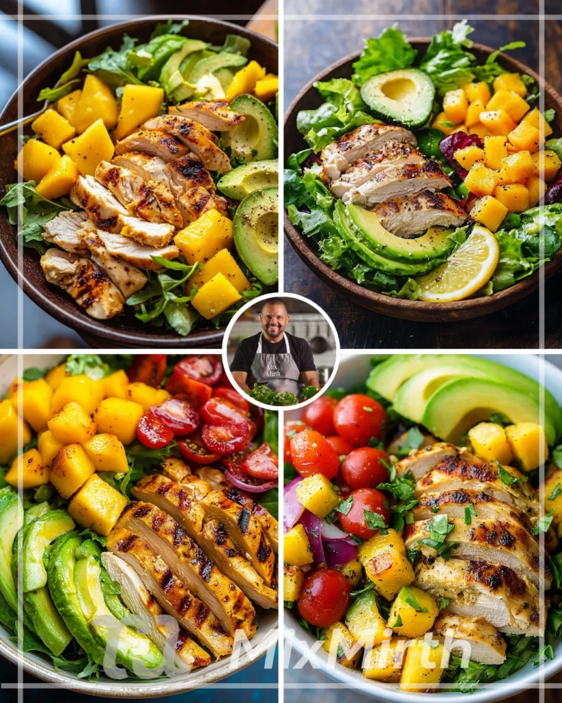 Delicious Chicken Mango Avocado Salad with fresh ingredients