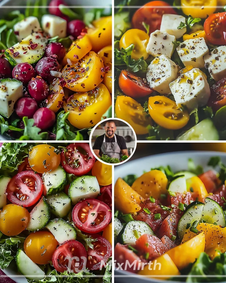 A vibrant and delicious salad with fresh ingredients and colorful vegetables.