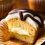 Deliciously Dreamy Boston Cream Cupcakes ready to serve on a plate.