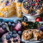 Healthy diet cake made with oats, apples, and blueberries