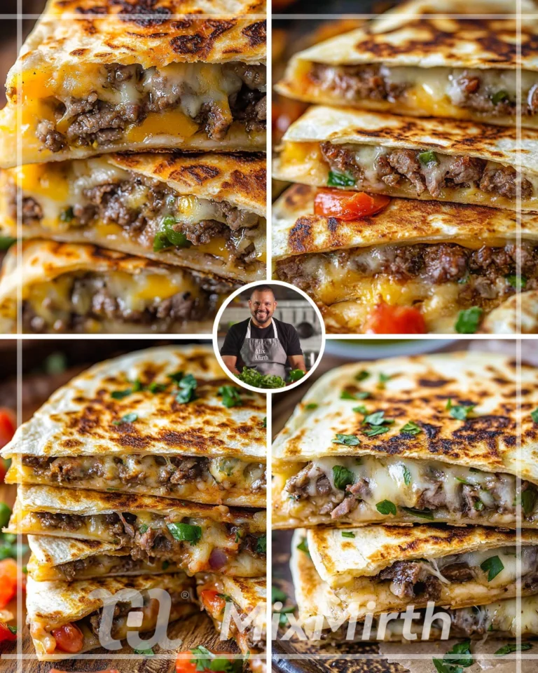 Philly cheesesteak quesadilla loaded with cheese and savory ingredients