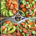 Fresh and zesty cucumber tomato avocado salad in a bowl