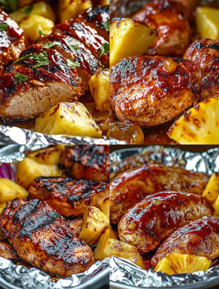 Hawaiian BBQ Chicken and Pineapple Foil Packets