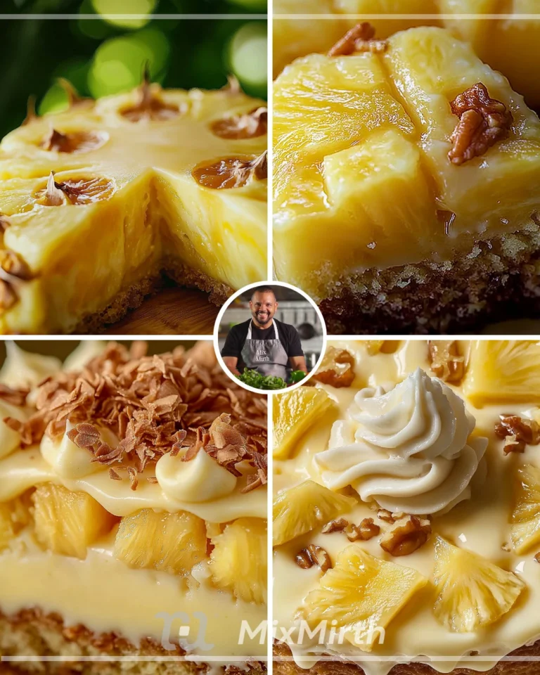 Delicious Hawaiian Pineapple Cake adorned with fresh pineapple slices and whipped cream