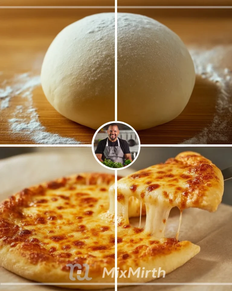 Homemade pizza dough ready for topping and baking