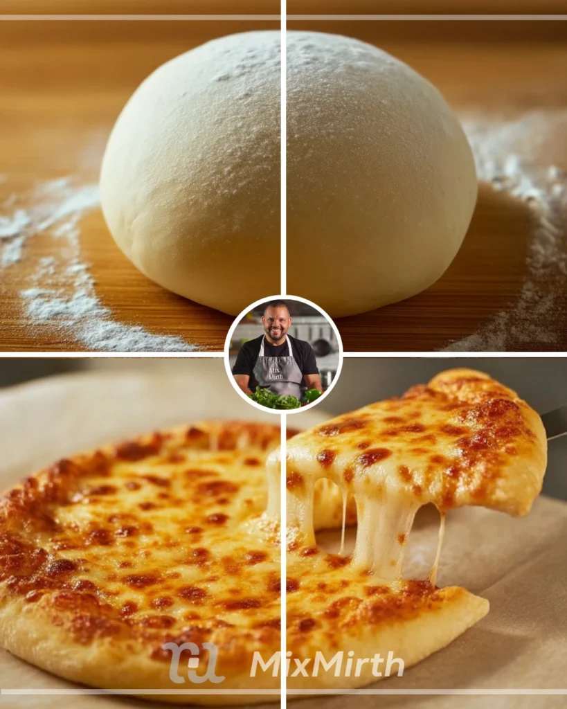 Homemade pizza dough ready for topping and baking
