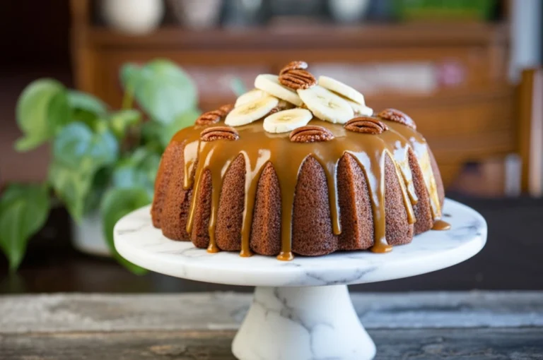 Irresistible Banana Pecan Caramel Layer Cake You’ll Love