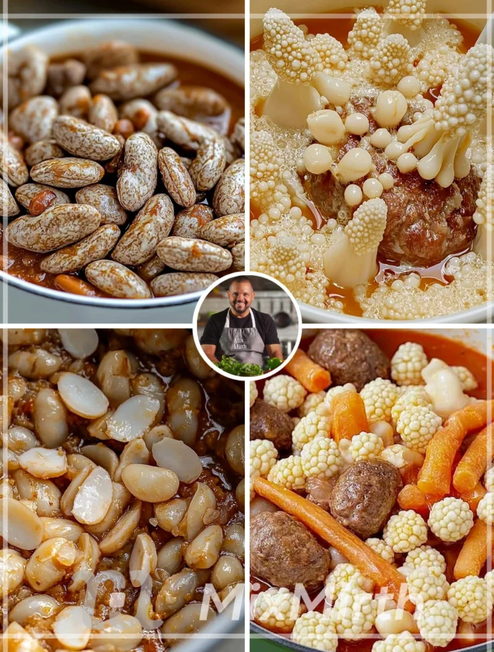 Loubia beef stew with white beans served in a bowl