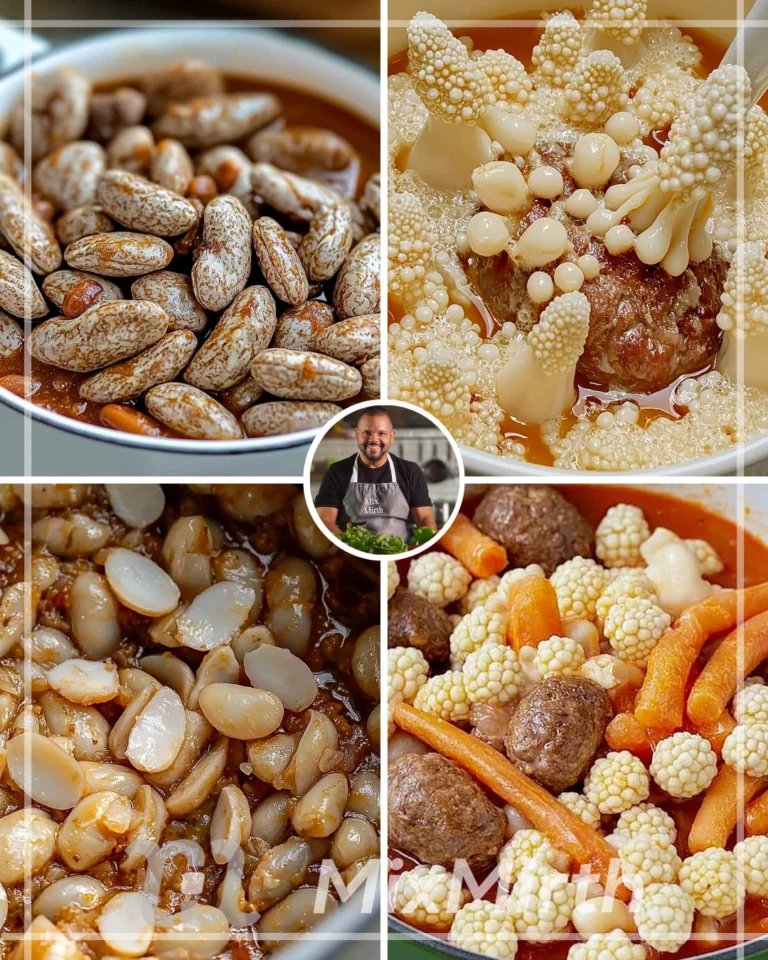 Loubia beef stew with white beans served in a bowl