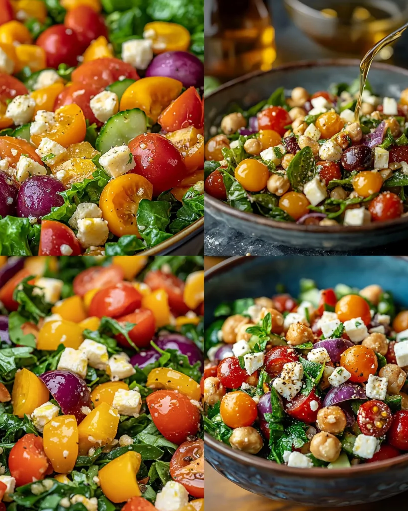 Delicious Mediterranean Chickpea Salad with fresh vegetables and herbs