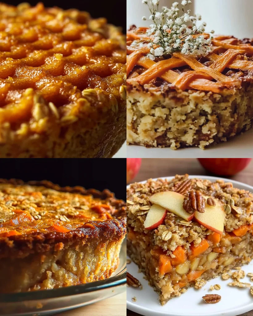 Healthy Oatmeal Carrot Apple Pie with no flour or sugar, perfect for dessert