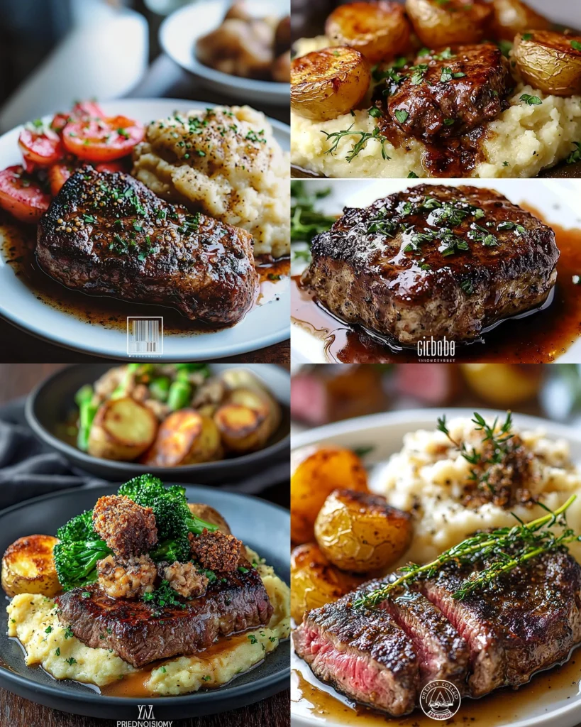 Peppercorn crusted filet served with truffle parmesan potato mash