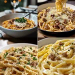 Savory beef linguine with garlic butter and Parmesan cream sauce