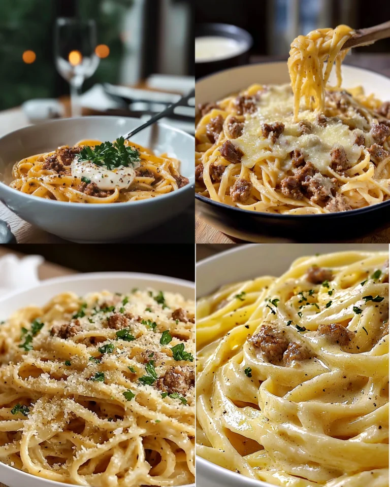 Savory beef linguine with garlic butter and Parmesan cream sauce