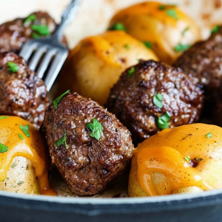 Garlic butter steak bites with cheesy smash potatos