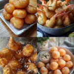 Crispy shrimp fritters served with dipping sauce