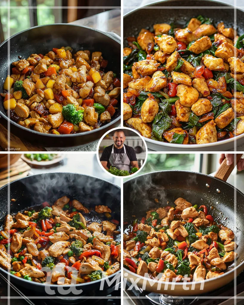 Irresistible Chicken Stir Fry on a plate, garnished and ready to serve.